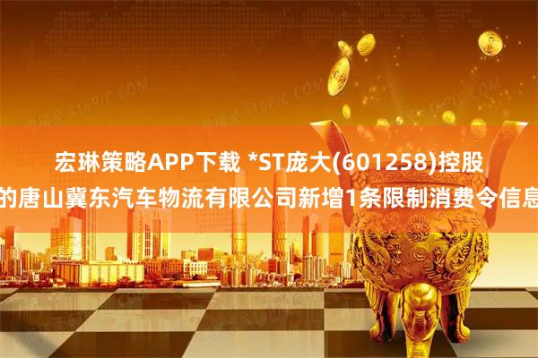宏琳策略APP下载 *ST庞大(601258)控股的唐山冀东汽车物流有限公司新增1条限制消费令信息